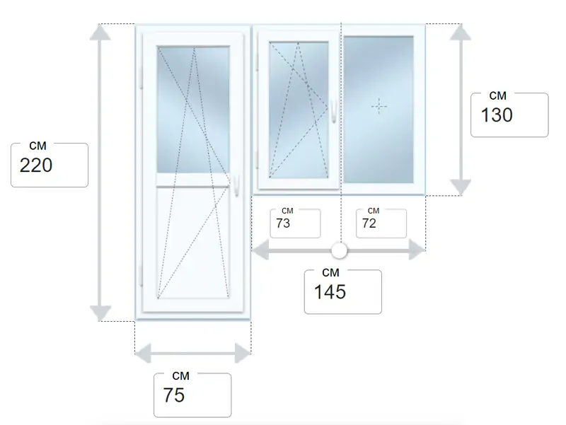 ФотоБалконный блок с дверью&nbsp;©&nbsp;Калькулятор&nbsp;Купи окно